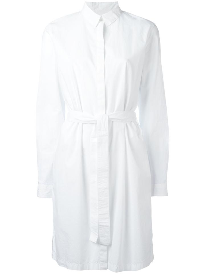 Kenzo Tie Waist Shirt Dress - White