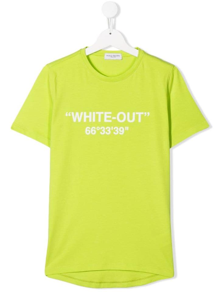 Paolo Pecora Kids Teen White-out Print T-shirt - Green