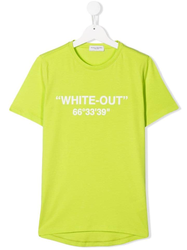 Paolo Pecora Kids Teen White-out Print T-shirt - Green