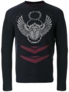 Frankie Morello Embroidered Fitted Sweater - Blue