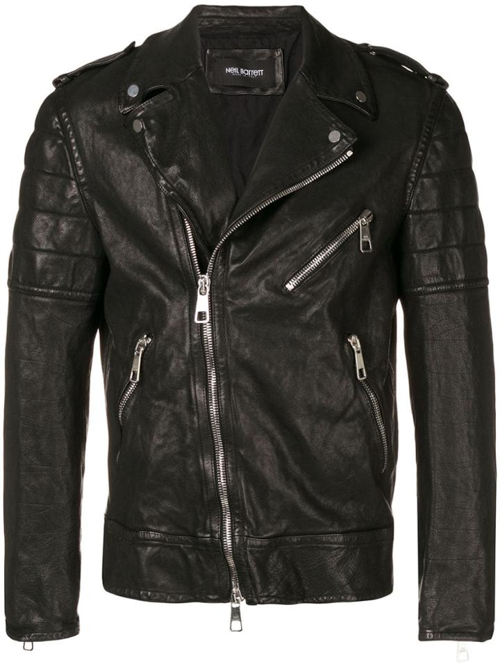 Neil Barrett Creased Biker Jacket - Black