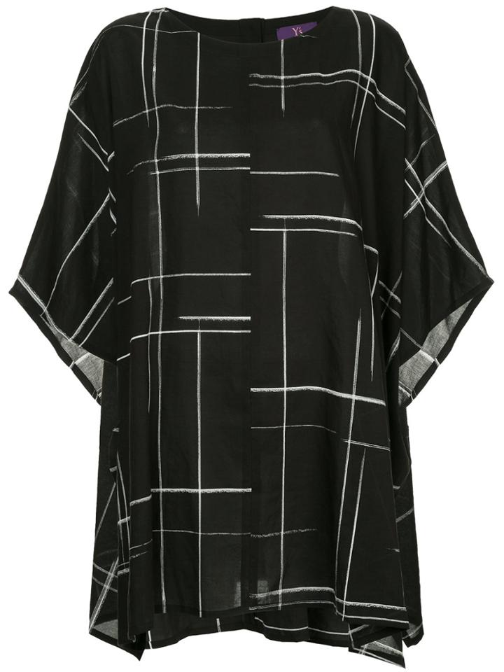 Y's Lines Print Oversized T-shirt - Black