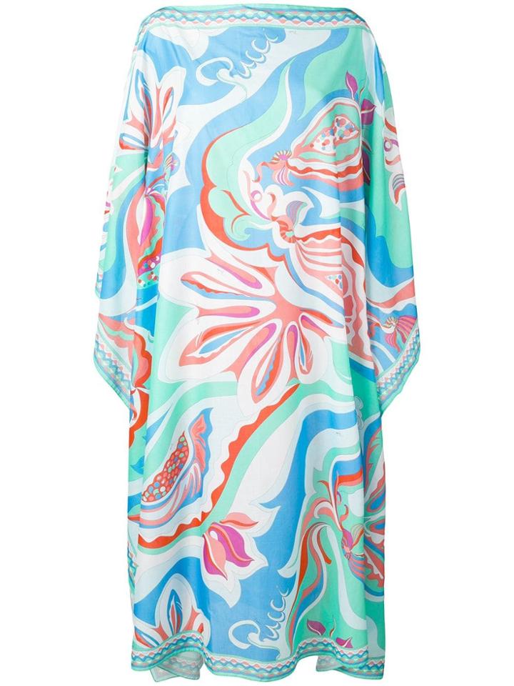 Emilio Pucci Badea Print Tiered Long Sleeve Dress - Green