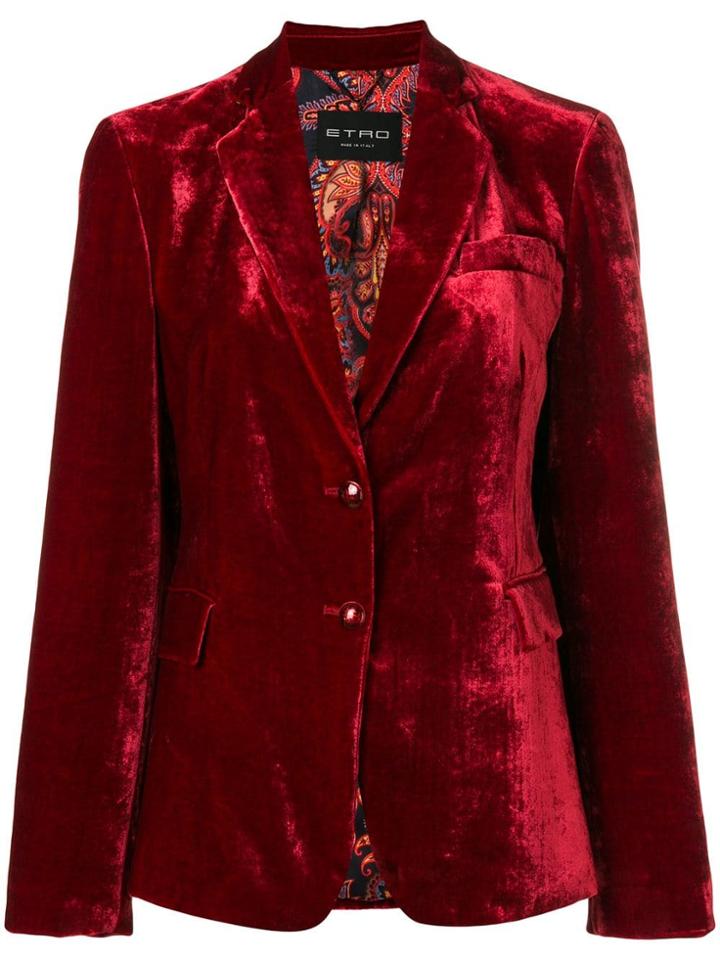 Etro Single-breasted Velour Blazer - Red