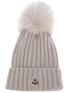 Moncler Knitted Pom Pom Hat - Grey