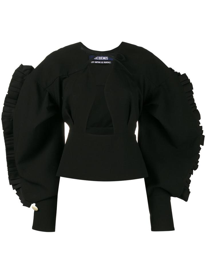 Jacquemus - Top With Exaggerated Arms And Cut-out Front - Women - Cotton/polyester/wool - 38, Black, Cotton/polyester/wool
