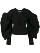 Jacquemus - Top With Exaggerated Arms And Cut-out Front - Women - Cotton/polyester/wool - 38, Black, Cotton/polyester/wool