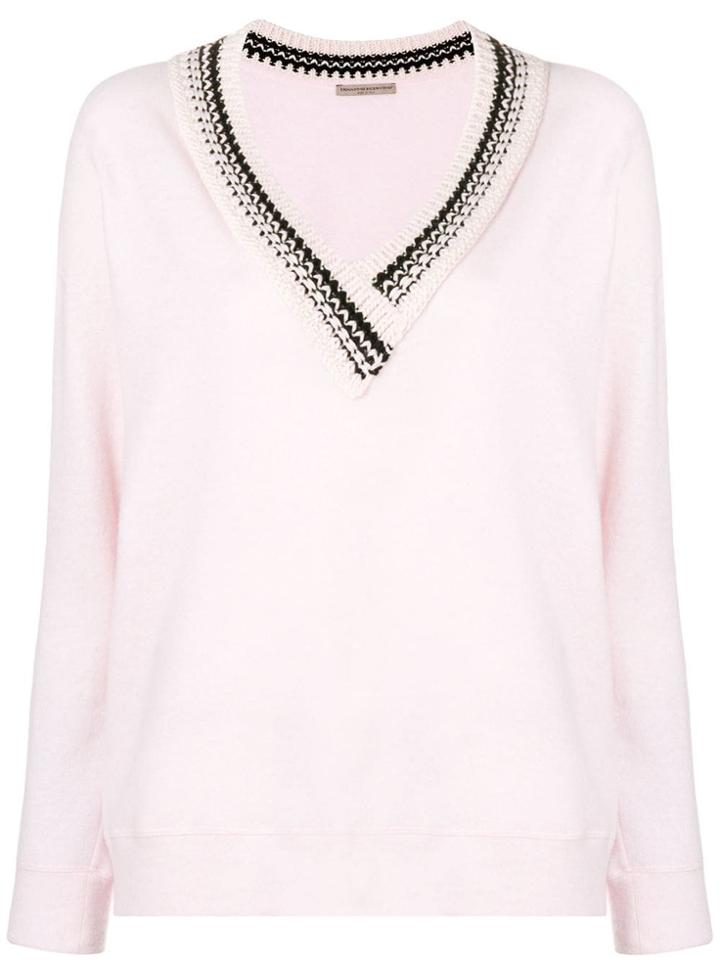 Ermanno Scervino V Neck Sweater - Pink & Purple