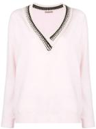 Ermanno Scervino V Neck Sweater - Pink & Purple