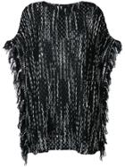 Missoni Fringed Knitted Poncho - Black
