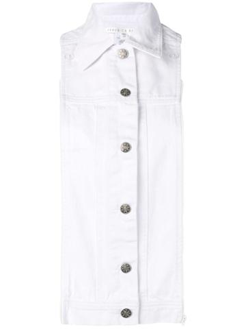 Veronica Beard Button-up Denim Dickey - White