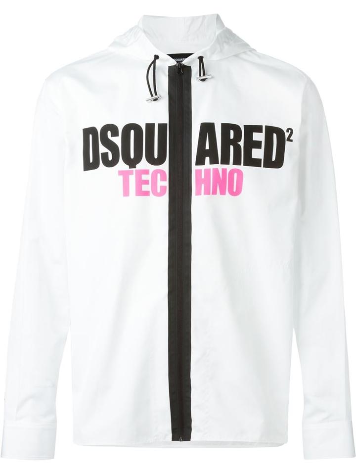 Dsquared2 Logo Wind Breaker, Men's, Size: 52, White, Cotton