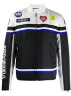 Versace Logo Patch Motorcycle Jacket - Black