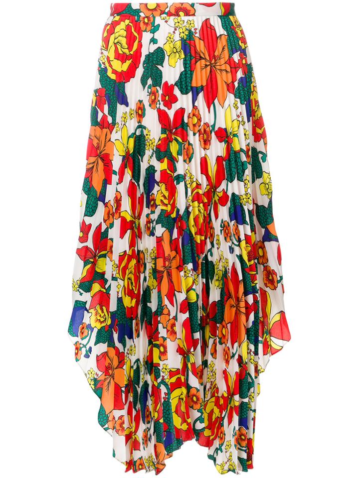 Pringle Of Scotland Pleated Asymmetric Skirt - Multicolour