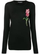 Dolce & Gabbana Floral Detail Knitted Top - Black