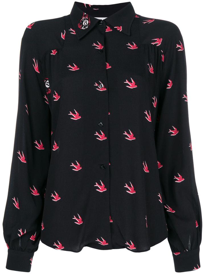 Mcq Alexander Mcqueen Swallow Print Shirt - Black