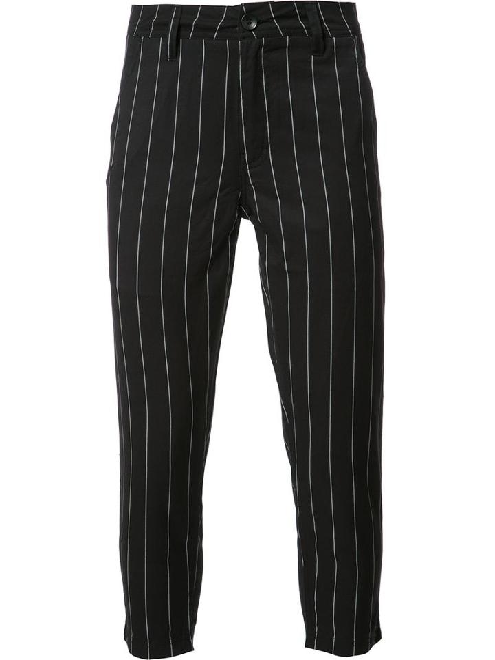 Publish Pinstripe Cropped Trousers, Men's, Size: 32, Black, Polyester/rayon