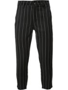 Publish Pinstripe Cropped Trousers, Men's, Size: 32, Black, Polyester/rayon