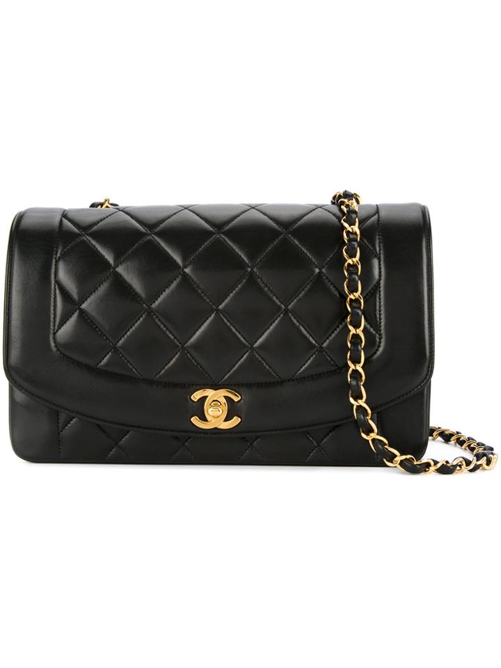 Chanel Vintage Quilted Chain Strap Shoulder Bag - Black