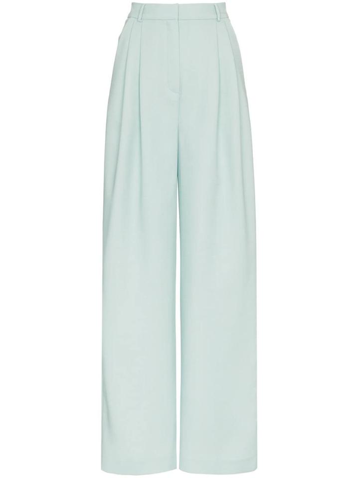Vika Gazinskaya Wide Leg Pleat Front Trousers - Green
