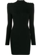Balmain Buttoned Knit Mini-dress - Black