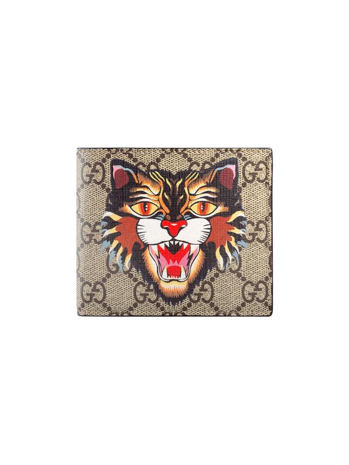 Gucci Cat Print Gg Supreme Wallet - Nude & Neutrals