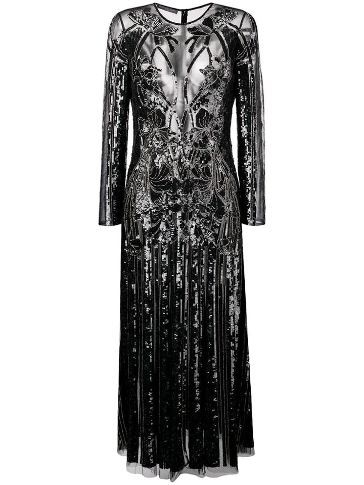 Alexander Mcqueen Structured Sheer Dress - Black