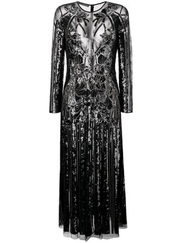 Alexander Mcqueen Structured Sheer Dress - Black