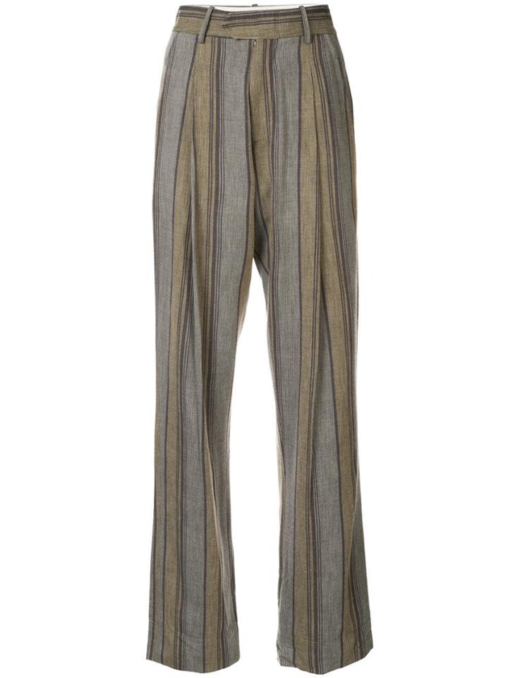 Bassike Stripe Gauze Pleated Trousers - Brown