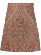 Etro Paisley Print Straight Skirt - Brown