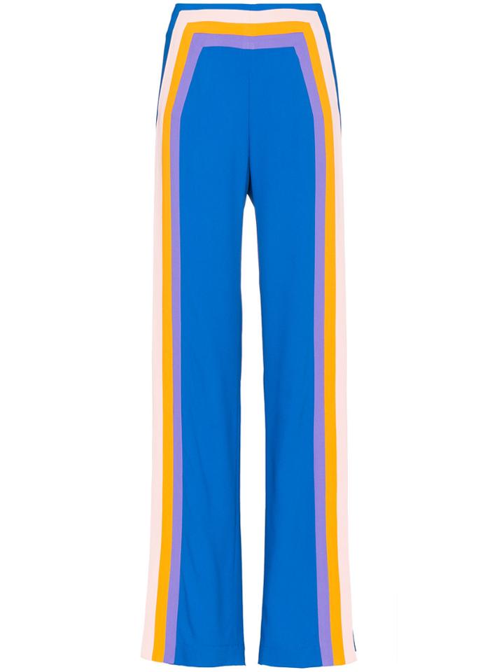Rosie Assoulin Walk The Plank Striped Flared Trousers - Blue