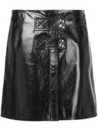 Yves Salomon Varnished Leather Skirt - Black