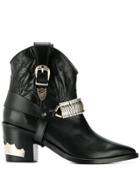 Toga Pulla Metallic Details Cowboy Boots - Black