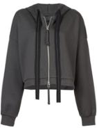 Thom Krom Cropped Zip Front Hoodie - Green