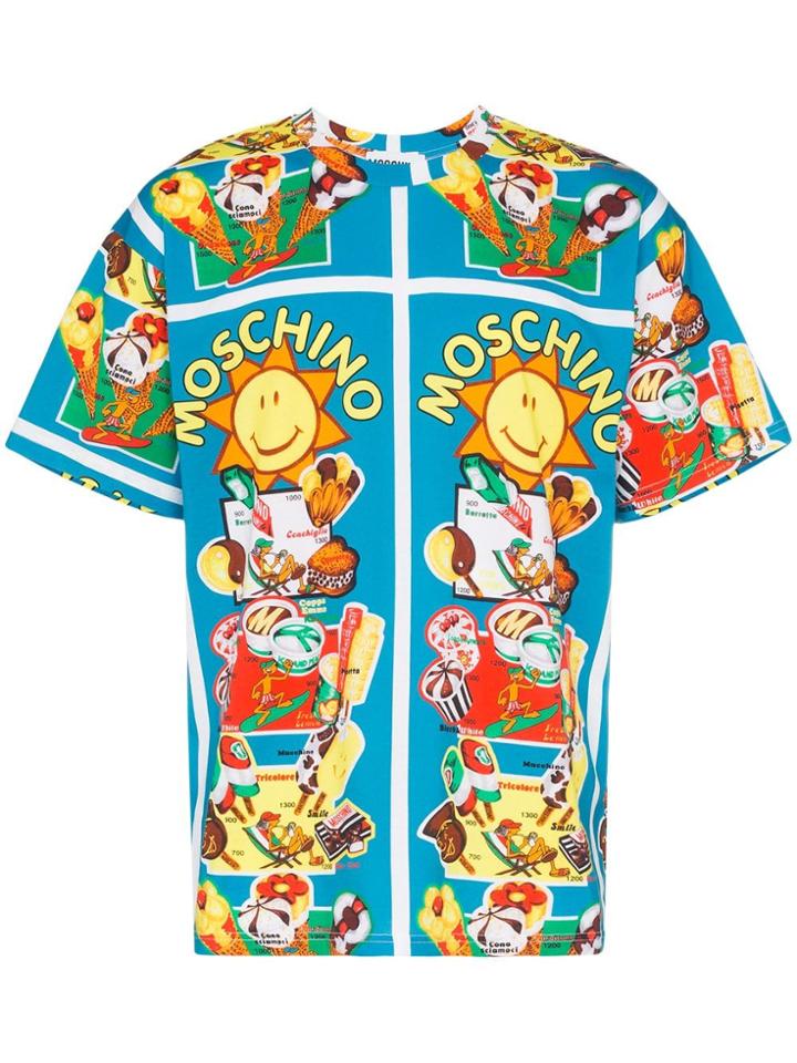 Moschino Graphic Print Cotton T-shirt - Blue