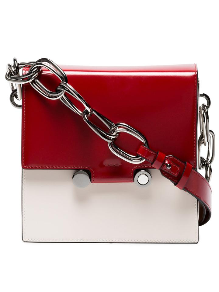 Marni Red And White Caddy Leather Shoulder Bag
