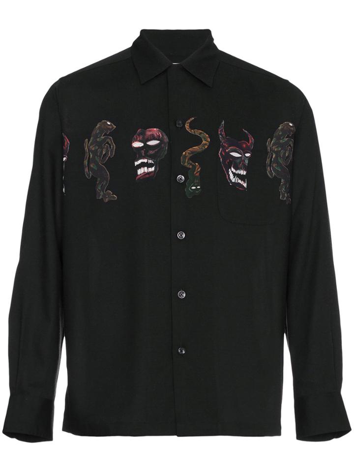 Wacko Maria Monster Open Collar Shirt - Black