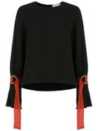 Nk Drawstring Sleeves Blouse - Black