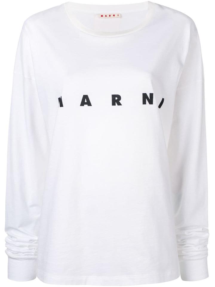 Marni Oversized Logo Print Sweatshirt - White