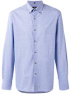 Fay Checked Shirt, Men's, Size: 44, Blue, Cotton/polyamide/spandex/elastane