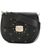 Furla - Club Floral Saddle Bag - Women - Leather - One Size, Black, Leather