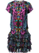 Piccione. Piccione Jewel Print Ruffle Dress, Women's, Size: 42, Silk