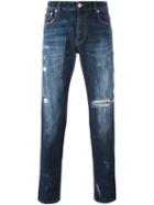 Versus Distressed Slim-fit Jeans, Men's, Size: 36, Blue, Cotton/spandex/elastane/polyester