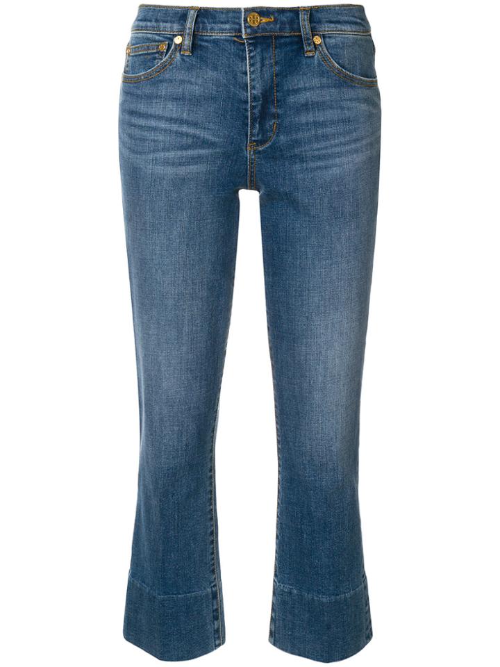 Tory Burch Flared Cropped Jeans - Blue