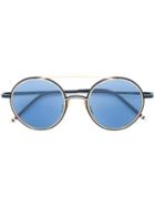 Thom Browne Round Frame Sunglasses, Adult Unisex, Blue, Metal/18kt Gold