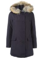 Woolrich 'arctic' Padded Coat, Women's, Size: Xxs, Blue, Cotton/feather Down/nylon/racoon Fur