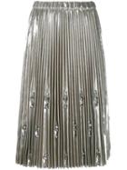 No21 - Embellished And Pleated Skirt - Women - Polyester/polyurethane - 40, Grey, Polyester/polyurethane