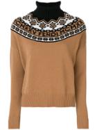 Fendi Turtle Neck Ribbed Sweater - Brown