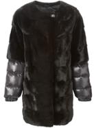 Liska Padded Sleeve Fur Coat - Black