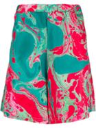 Domenico Formichetti Rorshach Marbled Paint Shorts - Green